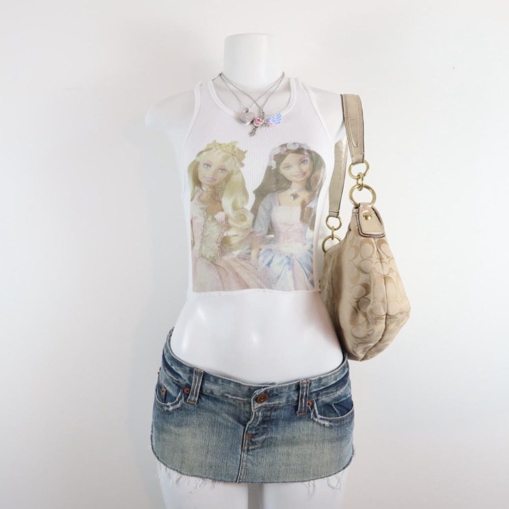 y2k barbie tank | 2000s barbie graphic ribbed cami | vintage doll print tank top - Picture 5 of 5